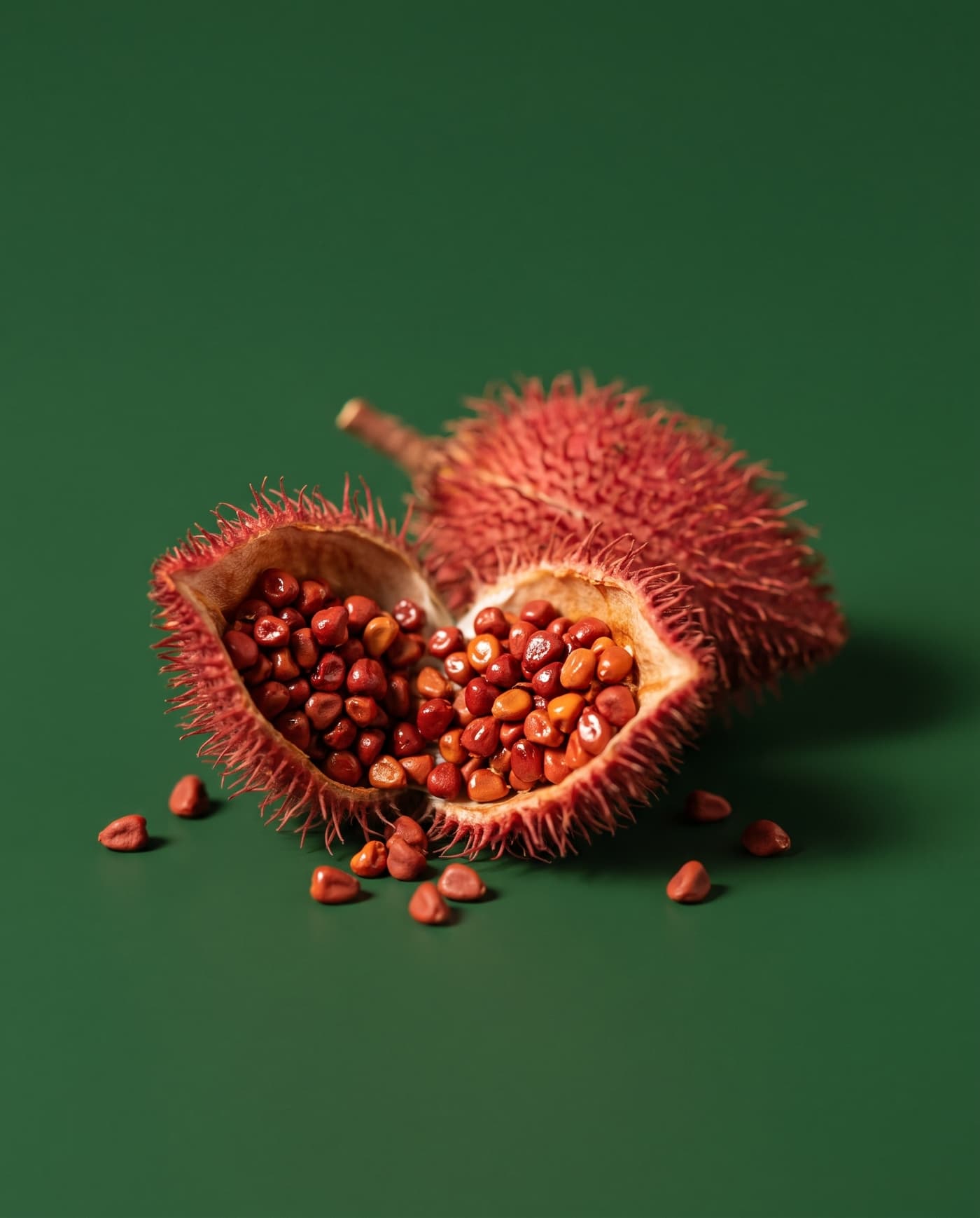 Colorau — O fruto espinhoso do urucum.